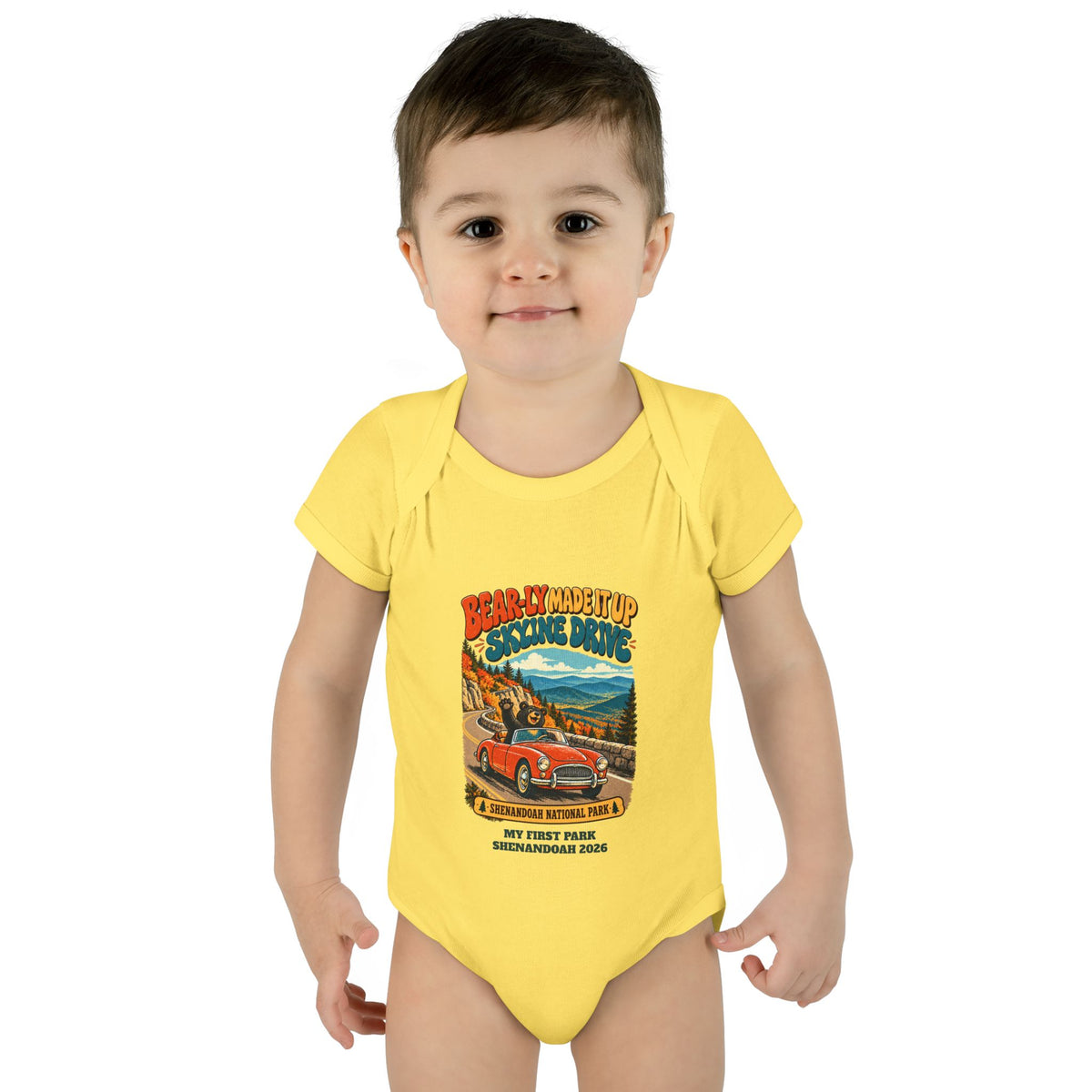 Custom Baby Shenandoah National Park Funny Bear Skyline Drive Onesie