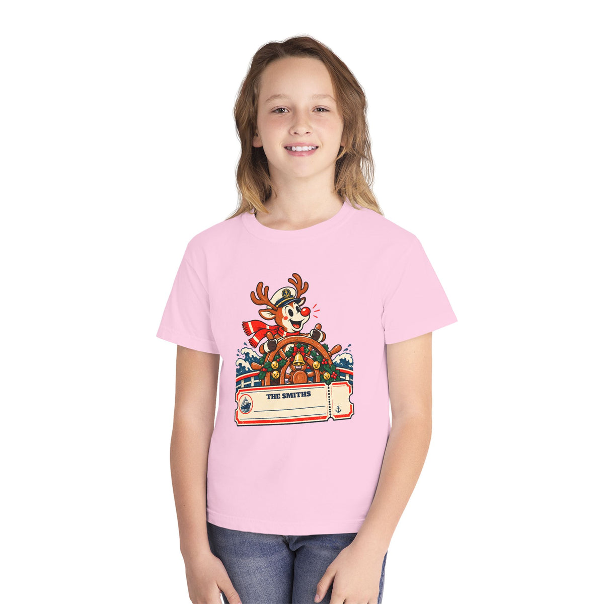 Custom Kids Reindeer Captain Christmas Cruise Shirt