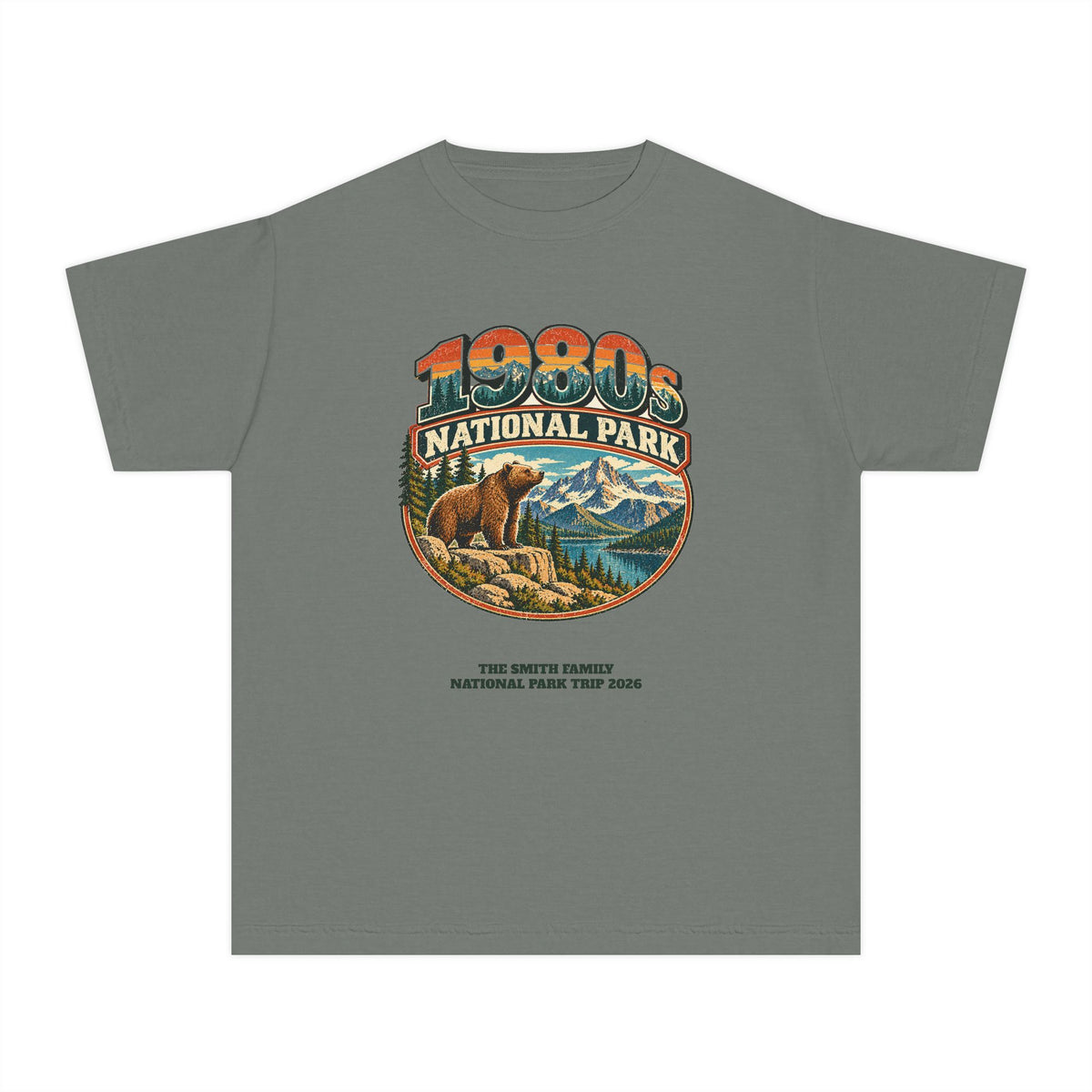 Custom Kids 1980s National Park Family Trip Shirt
