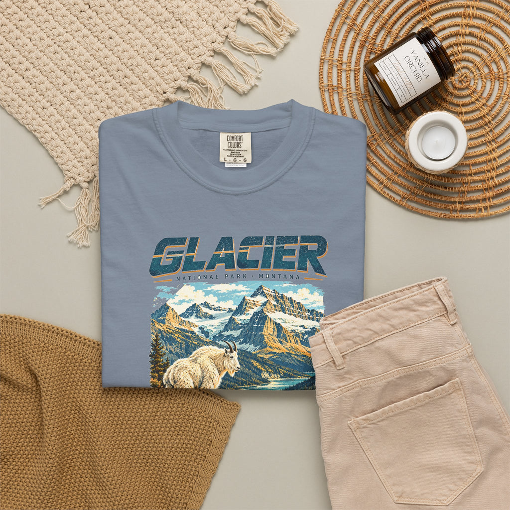 Custom Glacier National Park Vintage Mountain Goat Shirt