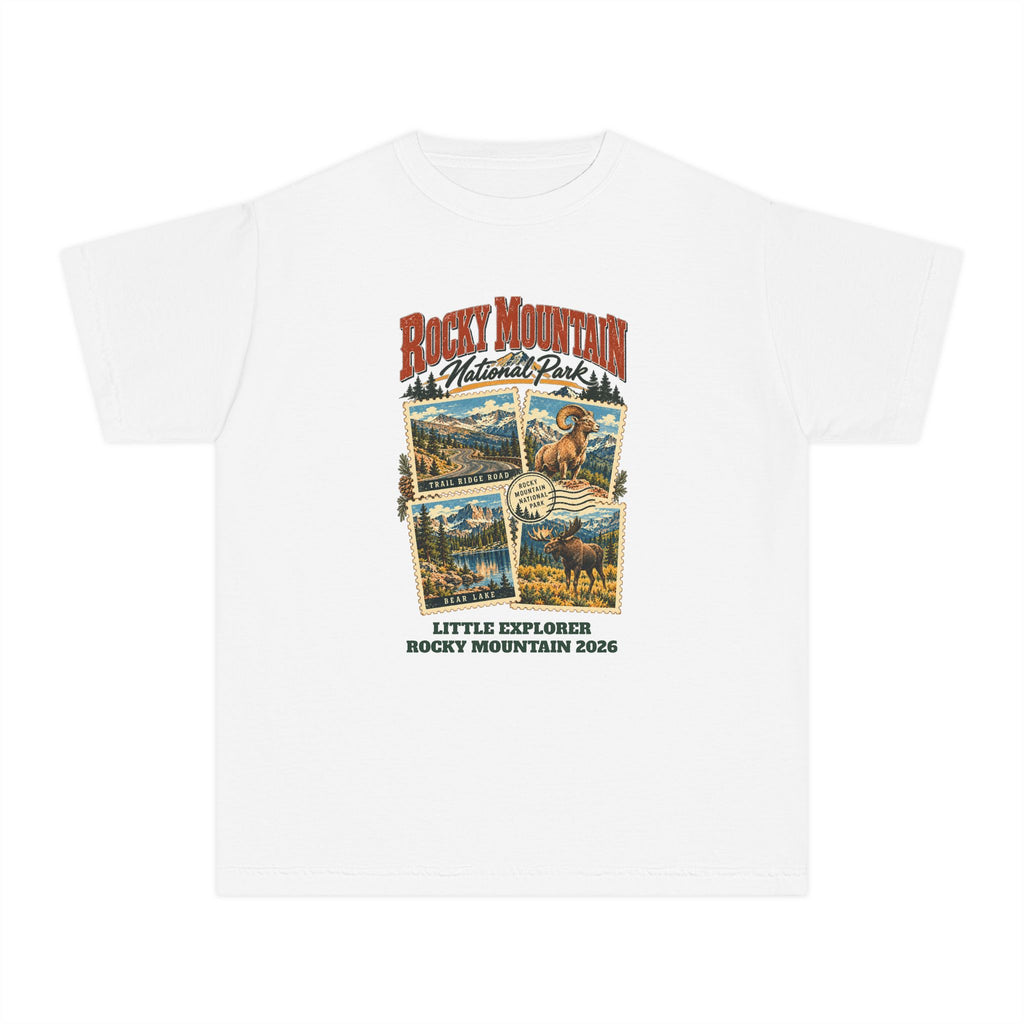 Custom Kids Rocky Mountain National Park Stamp Collage Shirt