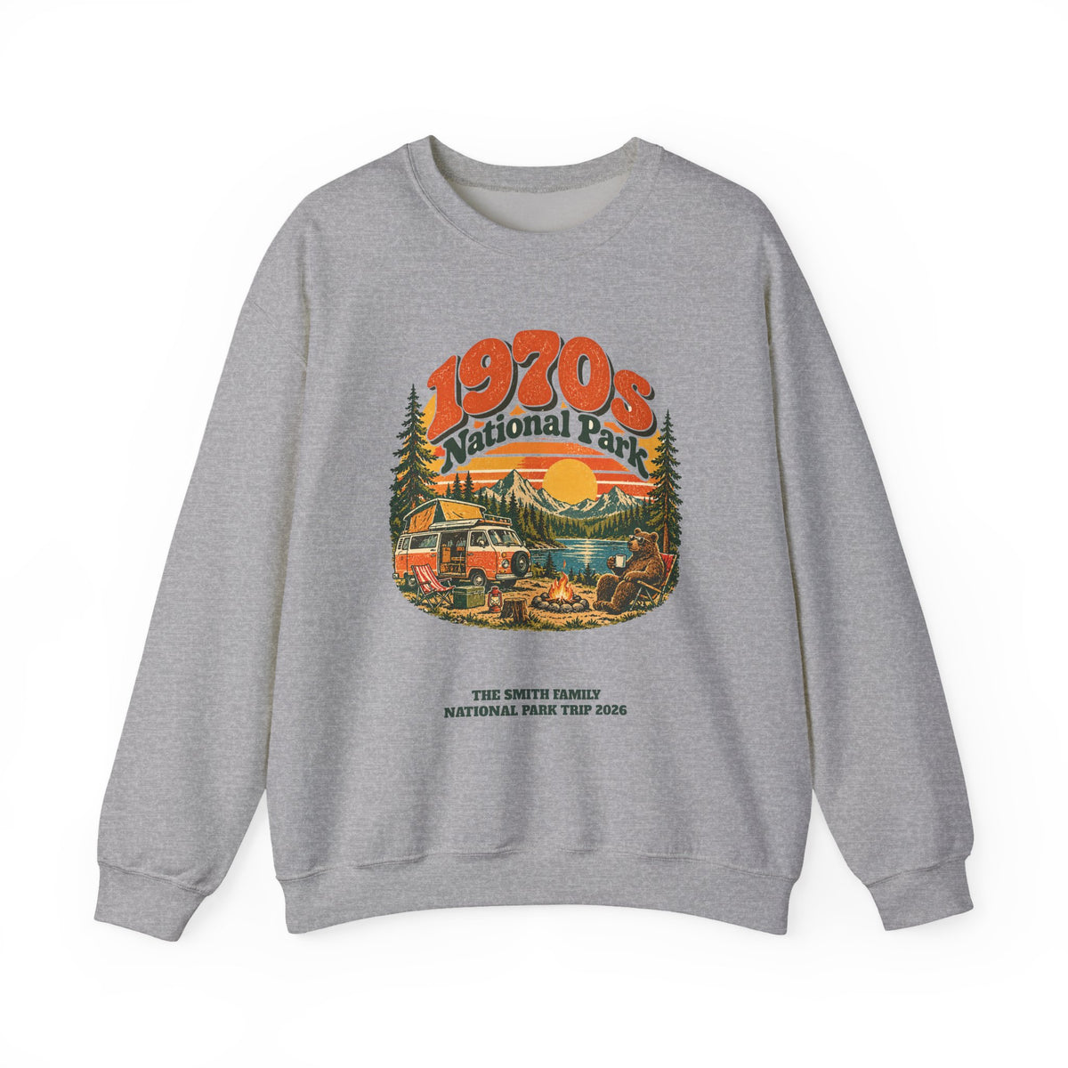 Custom 1970s National Park Family Camping Sweatshirt