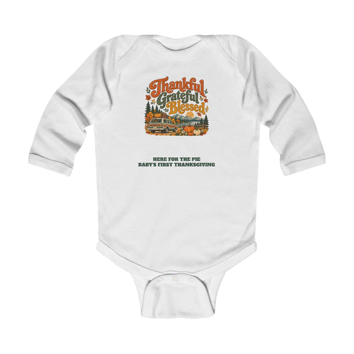 Custom Baby Thankful Grateful Blessed Thanksgiving Road Trip Long Sleeve Onesie