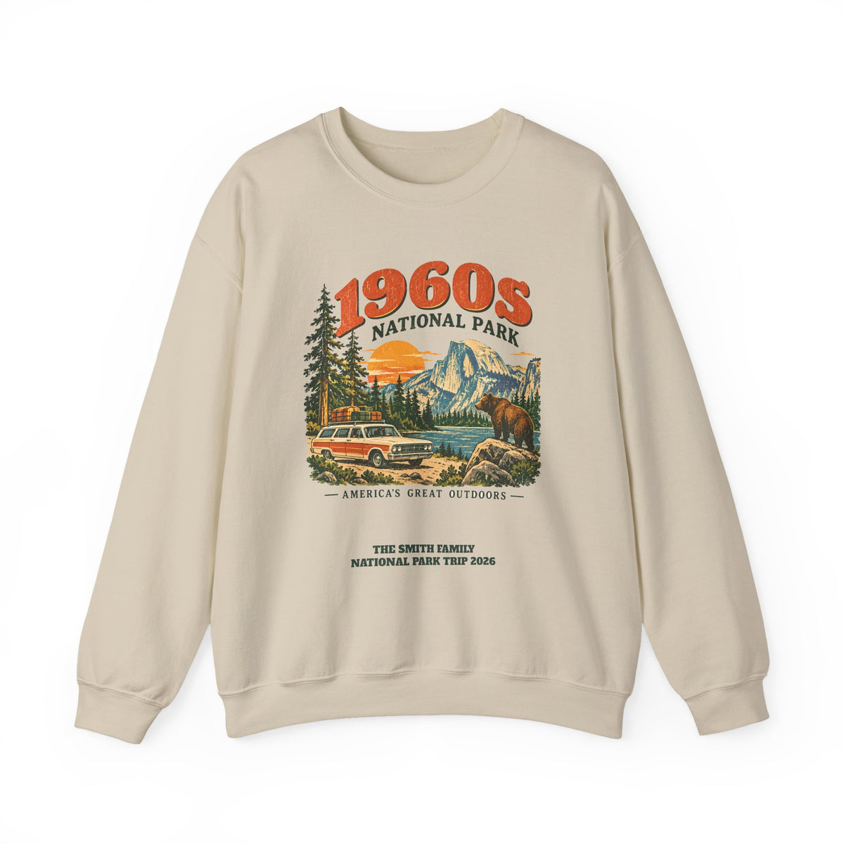 Custom 1960s National Park Family Trip Sweatshirt
