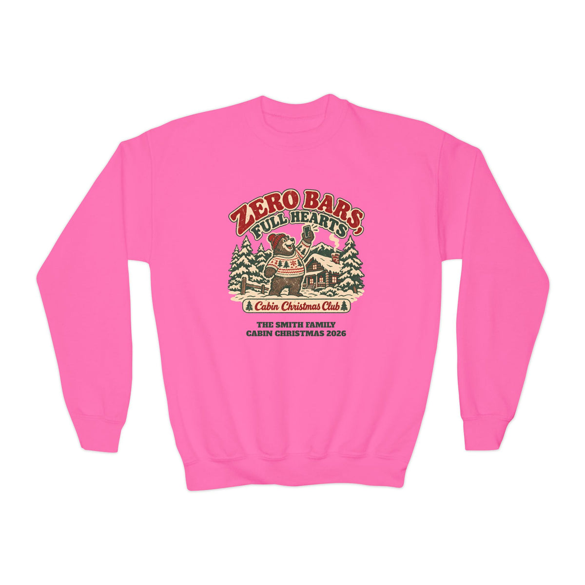 Custom Kids Zero Bars Full Hearts Cabin Christmas Sweatshirt