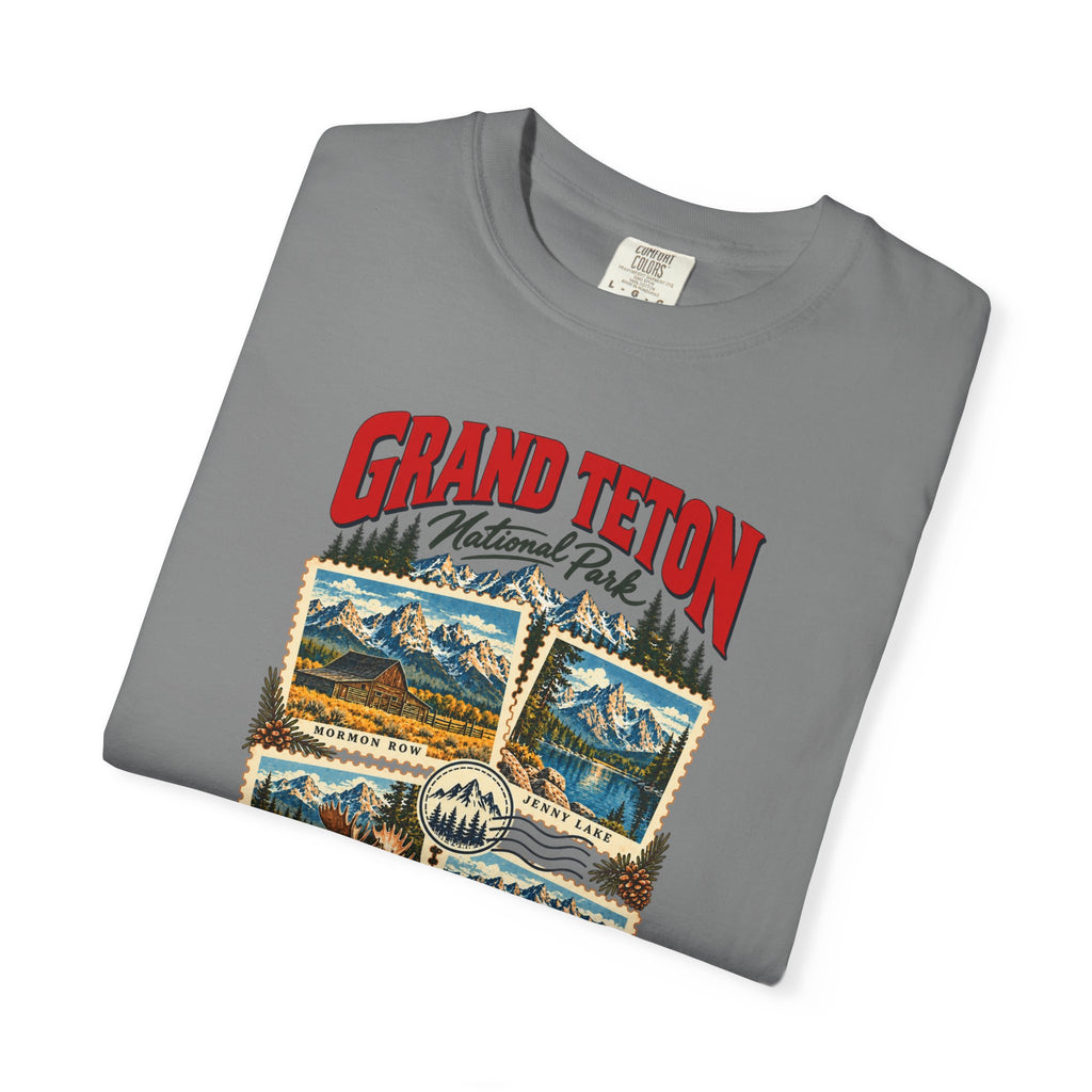 Custom Grand Teton National Park Stamp Collage Shirt
