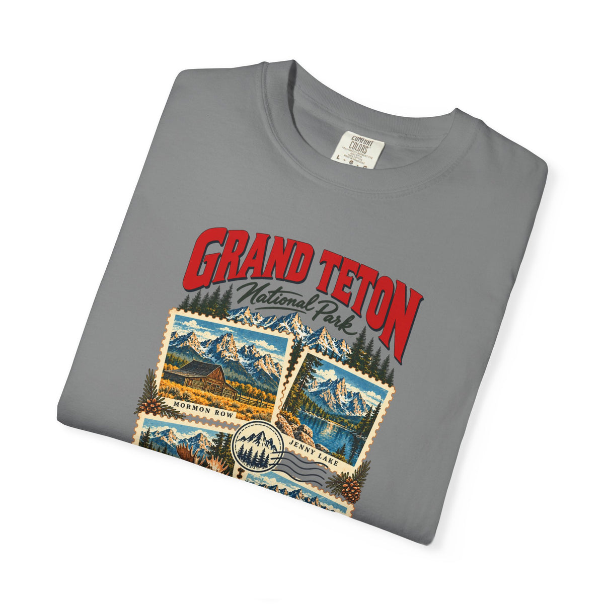 Custom Grand Teton National Park Stamp Collage Shirt