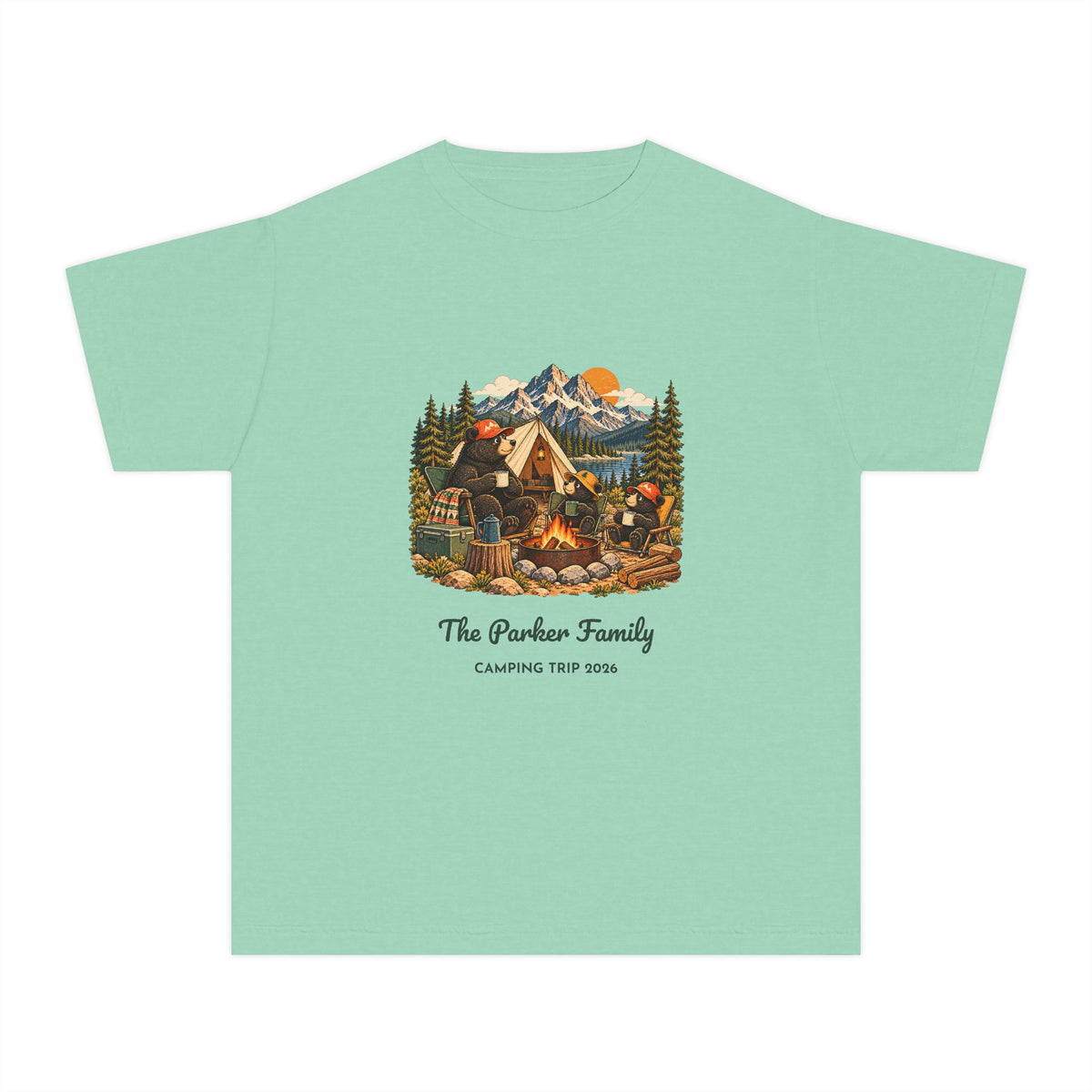 Custom Kids Bear Campfire Tee