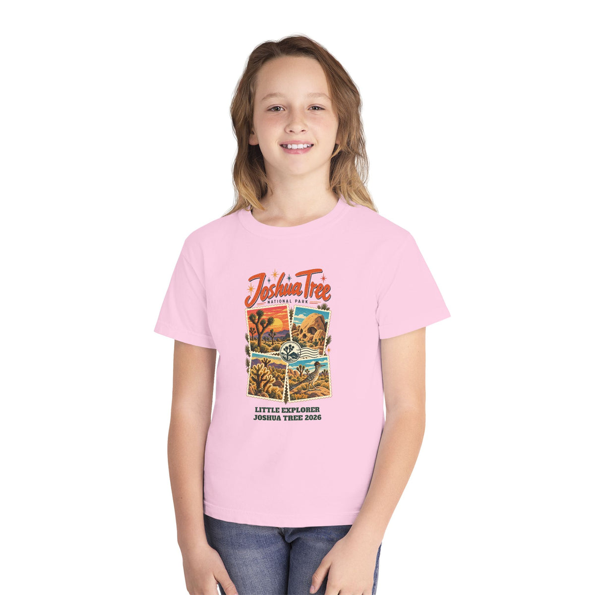 Custom Kids Joshua Tree National Park Stamp Collage Shirt