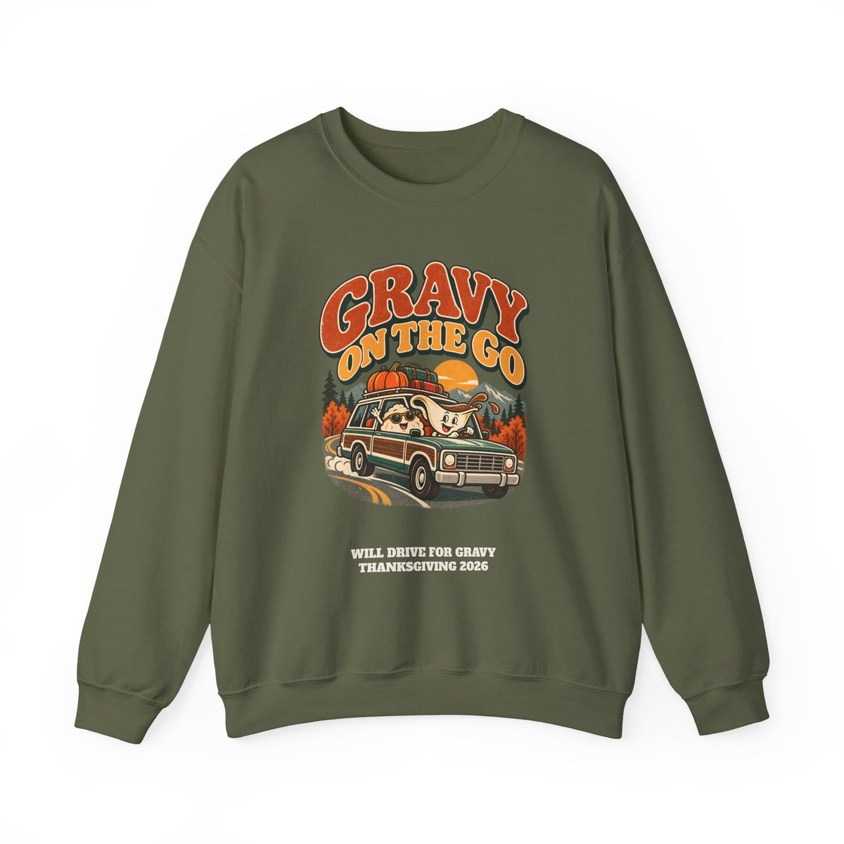 Custom Gravy On The Go Thanksgiving Road Trip Sweatshirt