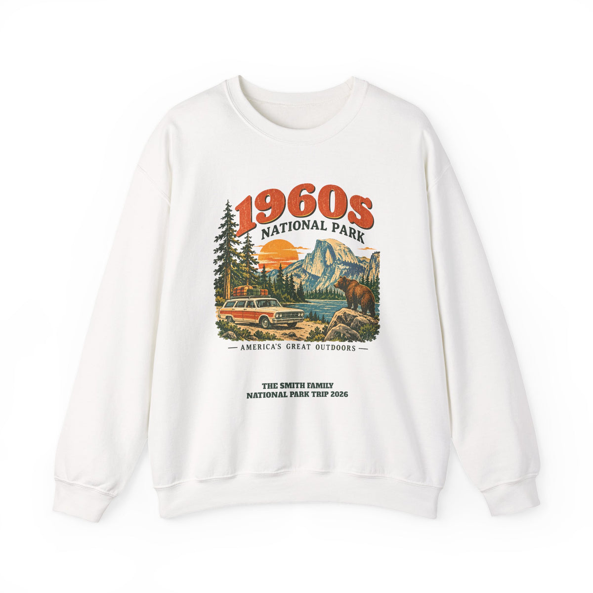 Custom 1960s National Park Family Trip Sweatshirt