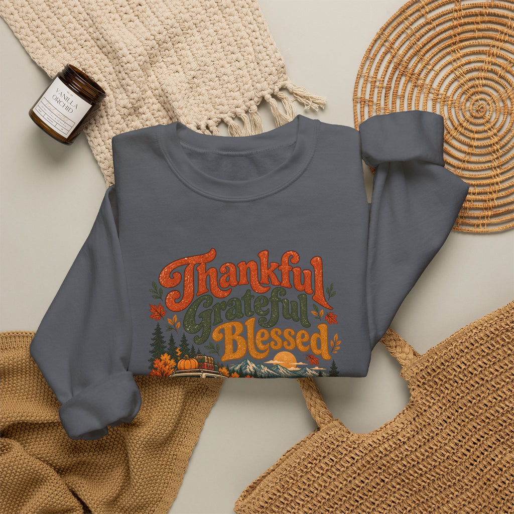 Custom Thankful Grateful Blessed Thanksgiving Road Trip Sweatshirt