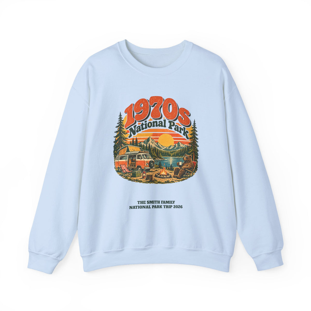Custom 1970s National Park Family Camping Sweatshirt