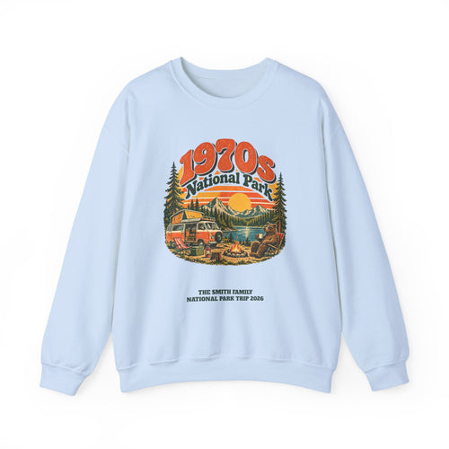 Custom 1970s National Park Family Camping Sweatshirt