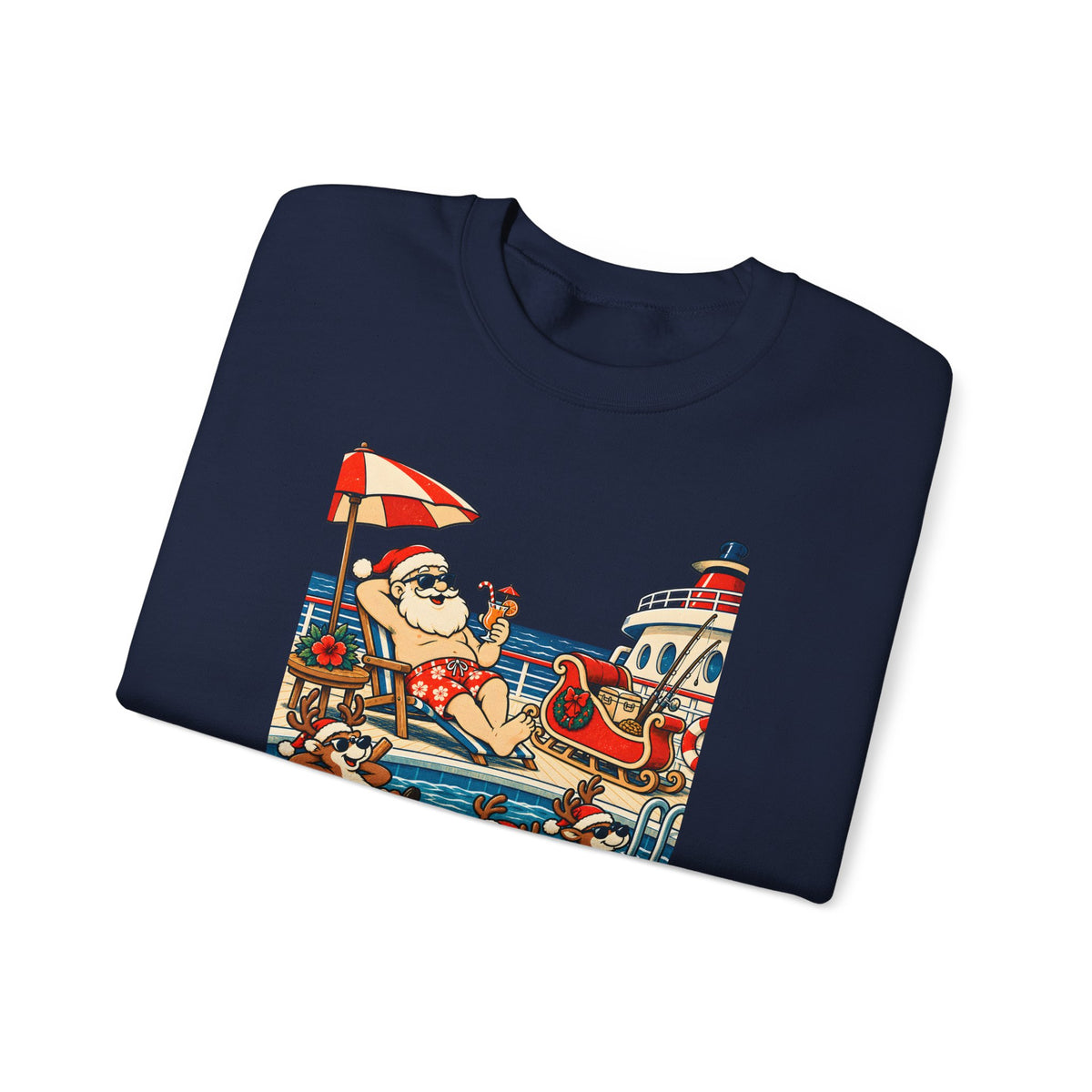 Custom Santa Pool Day Christmas Cruise Sweatshirt