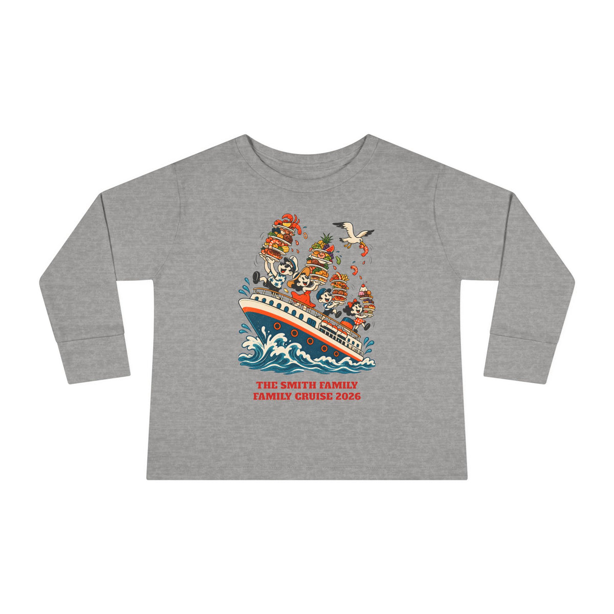 Custom Toddler Cruise Buffet Ship Long Sleeve Shirt