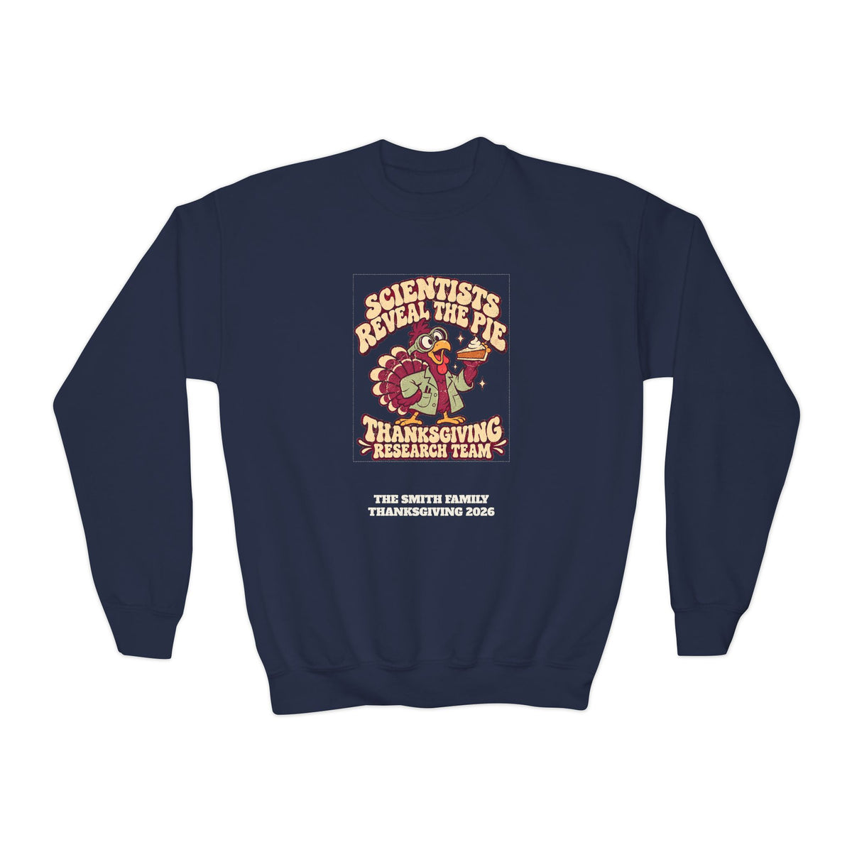 Custom Kids Thanksgiving Pie Research Team Sweatshirt