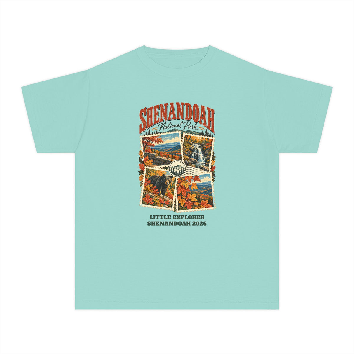 Custom Kids Shenandoah National Park Stamp Collage Shirt