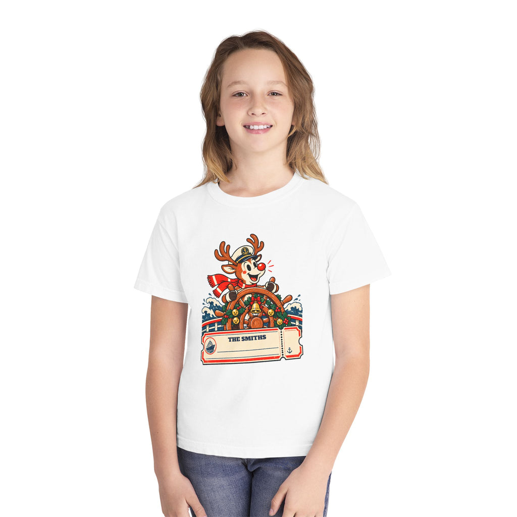 Custom Kids Reindeer Captain Christmas Cruise Shirt