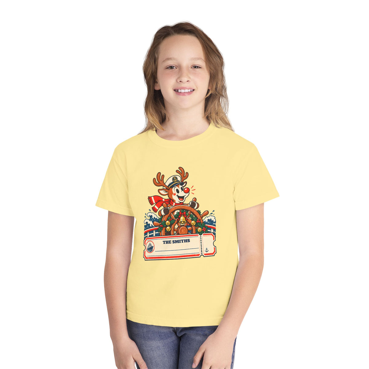 Custom Kids Reindeer Captain Christmas Cruise Shirt