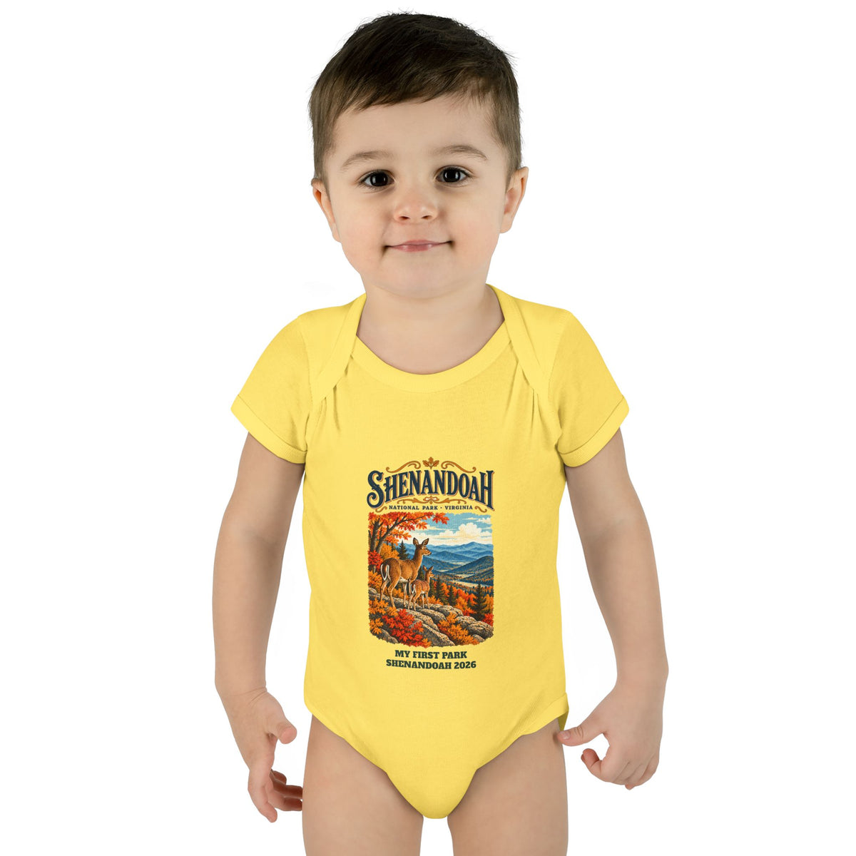 Custom Baby Shenandoah National Park Vintage Deer Onesie