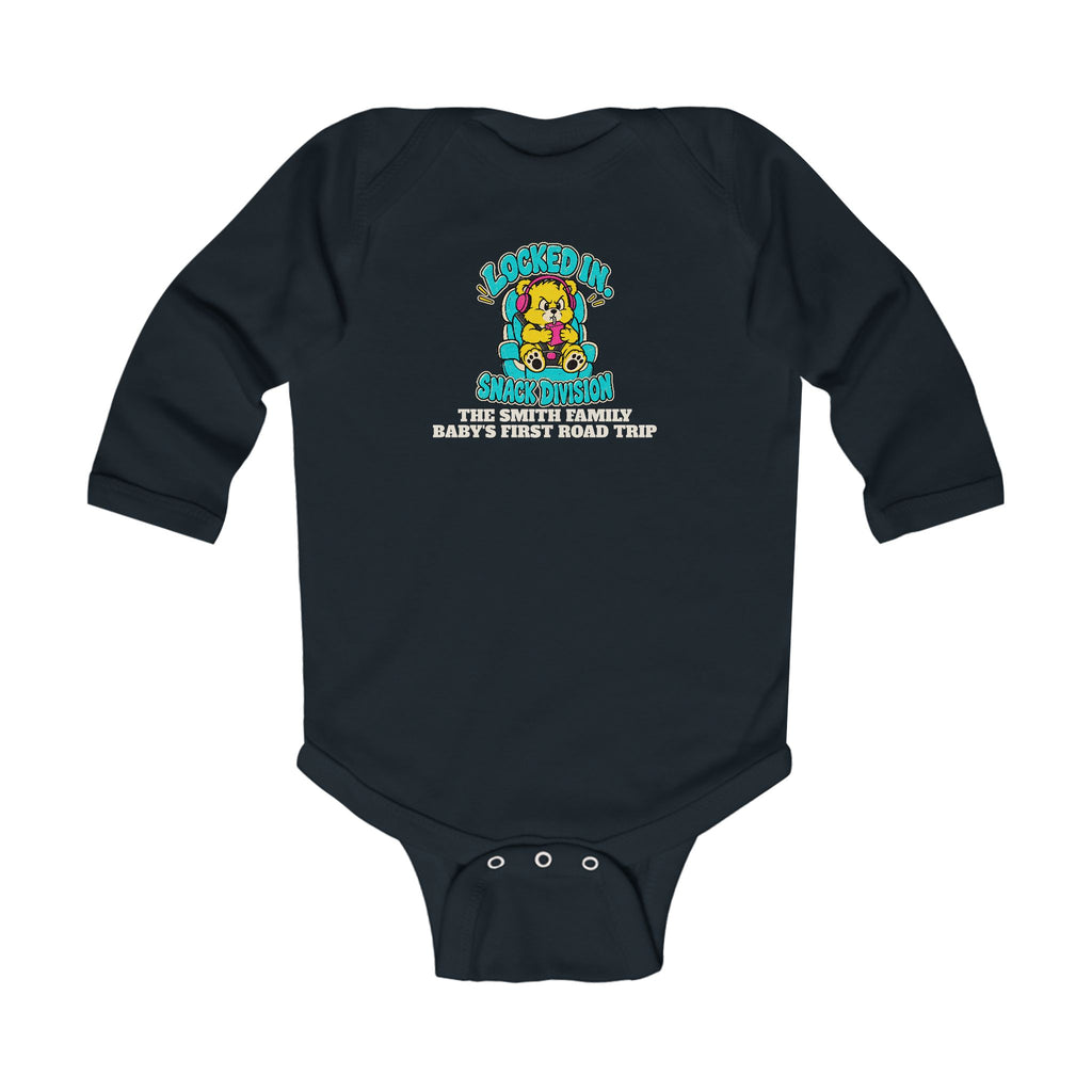 Custom Baby Snack Division Road Trip Long Sleeve Onesie