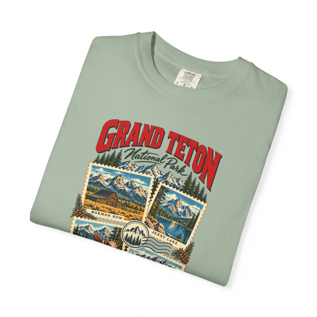 Custom Grand Teton National Park Stamp Collage Shirt