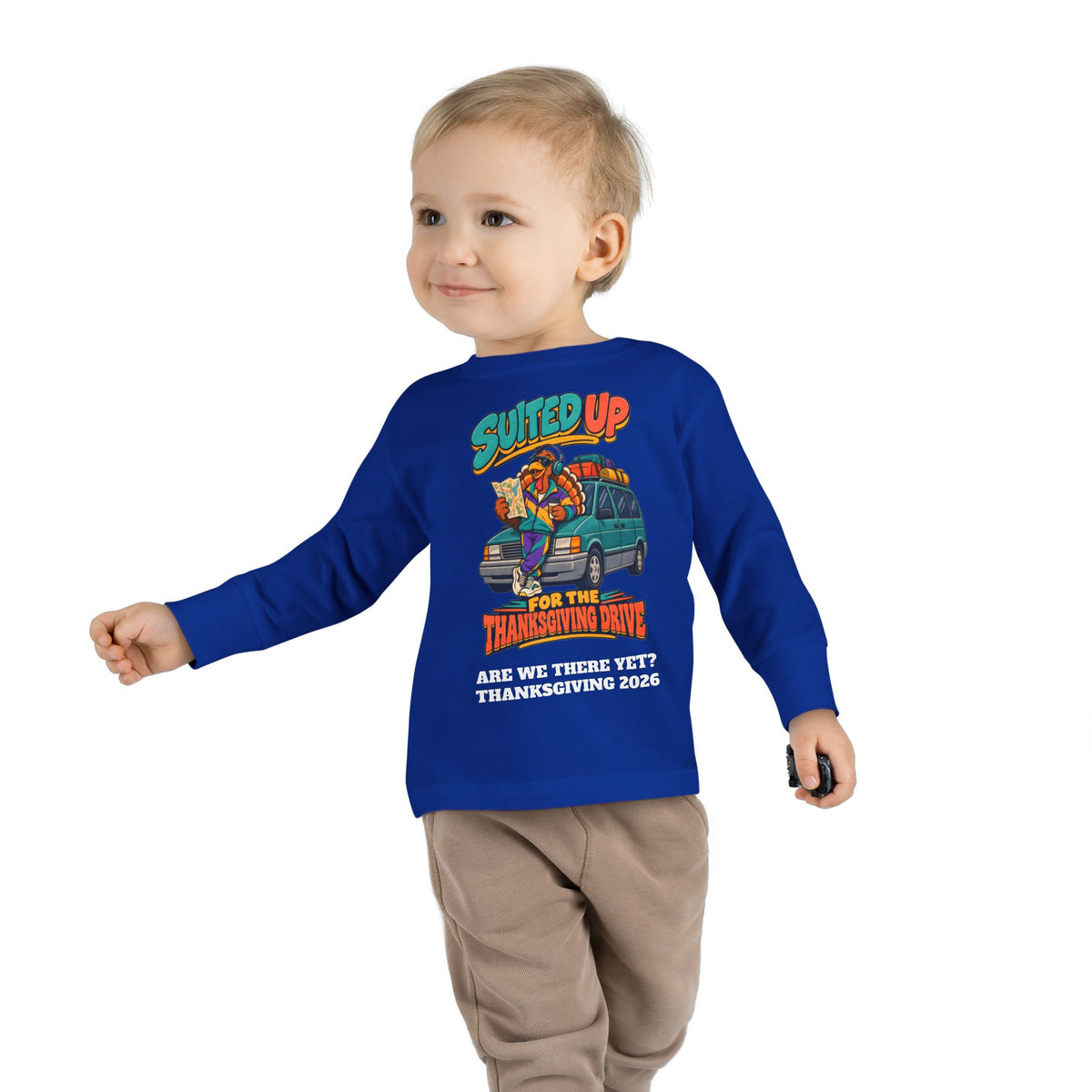 Custom Toddler Suited Up For The Thanksgiving Drive Long Sleeve Shirt
