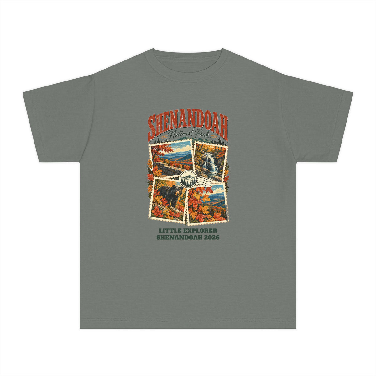 Custom Kids Shenandoah National Park Stamp Collage Shirt