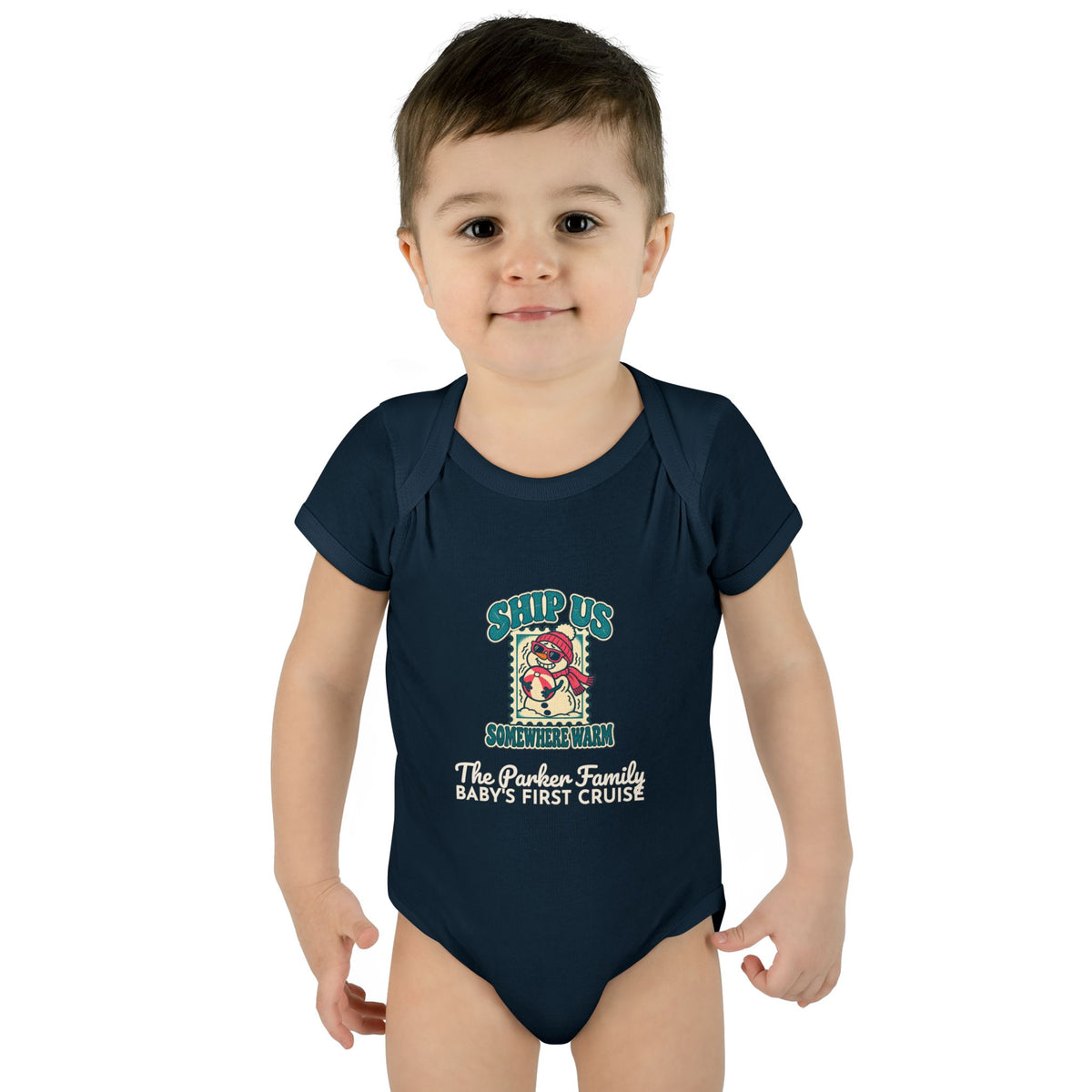 Custom Baby Ship Us Somewhere Warm Cruise Onesie
