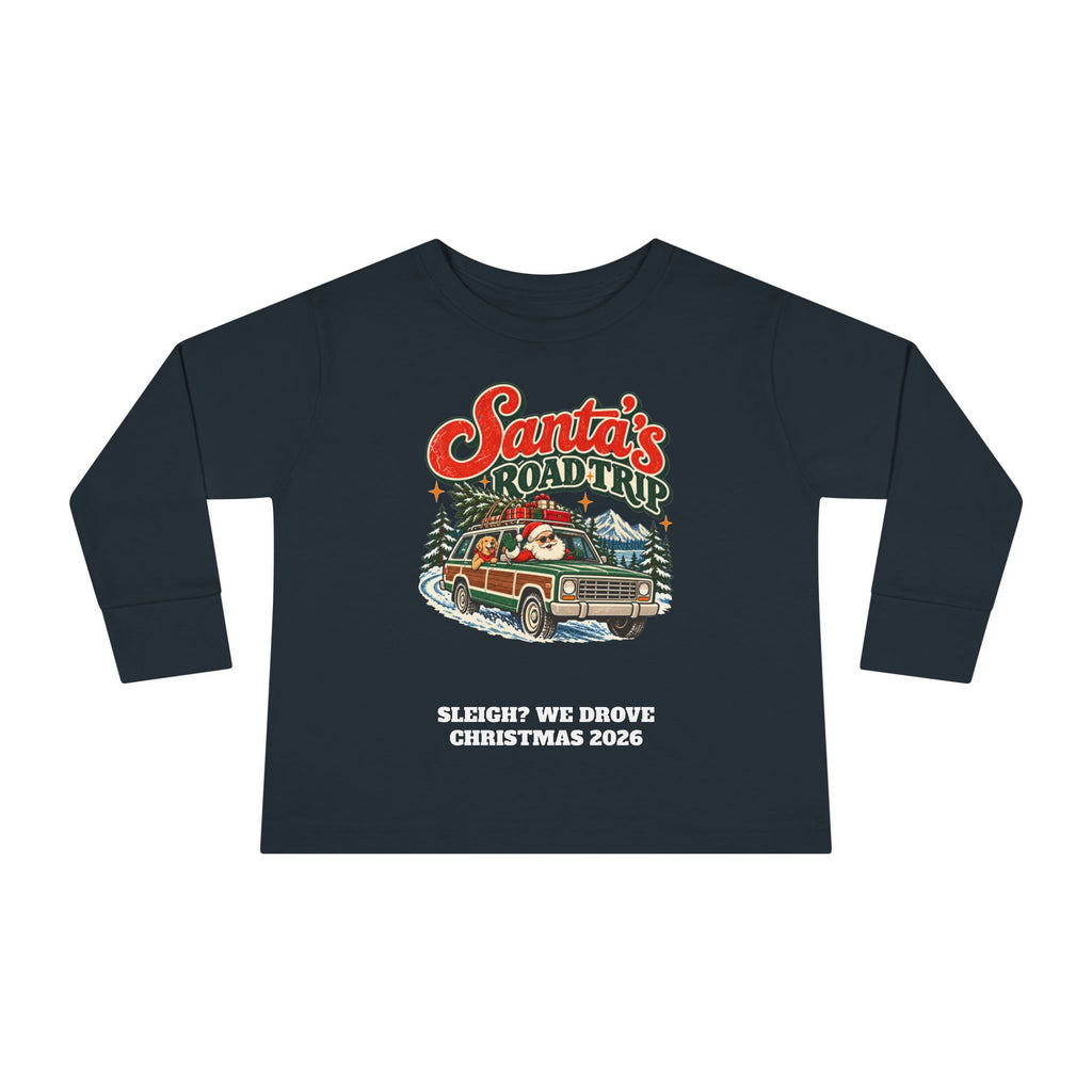 Custom Toddler Santa's Road Trip Christmas Long Sleeve Shirt