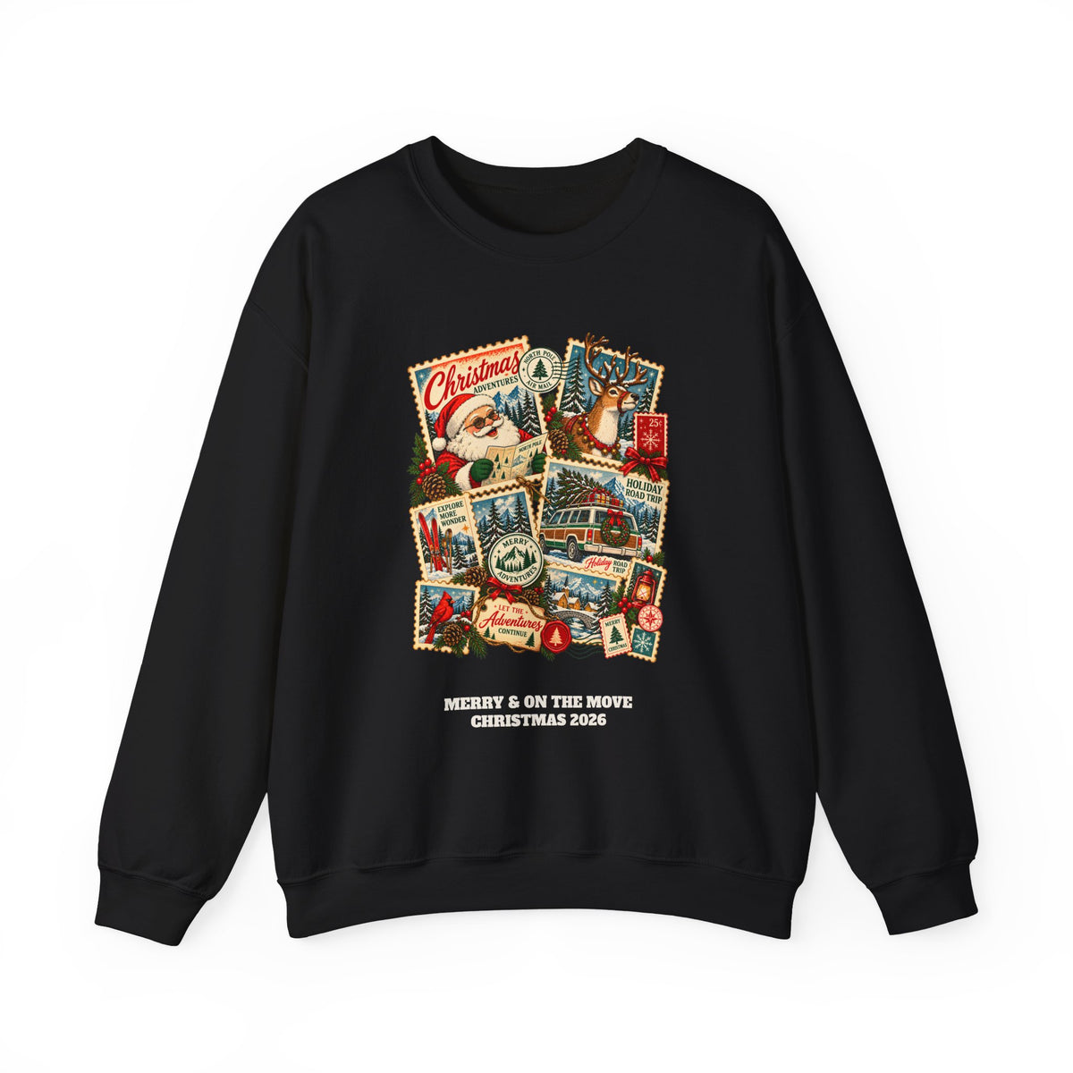 Custom Christmas Adventures Vintage Stamp Sweatshirt