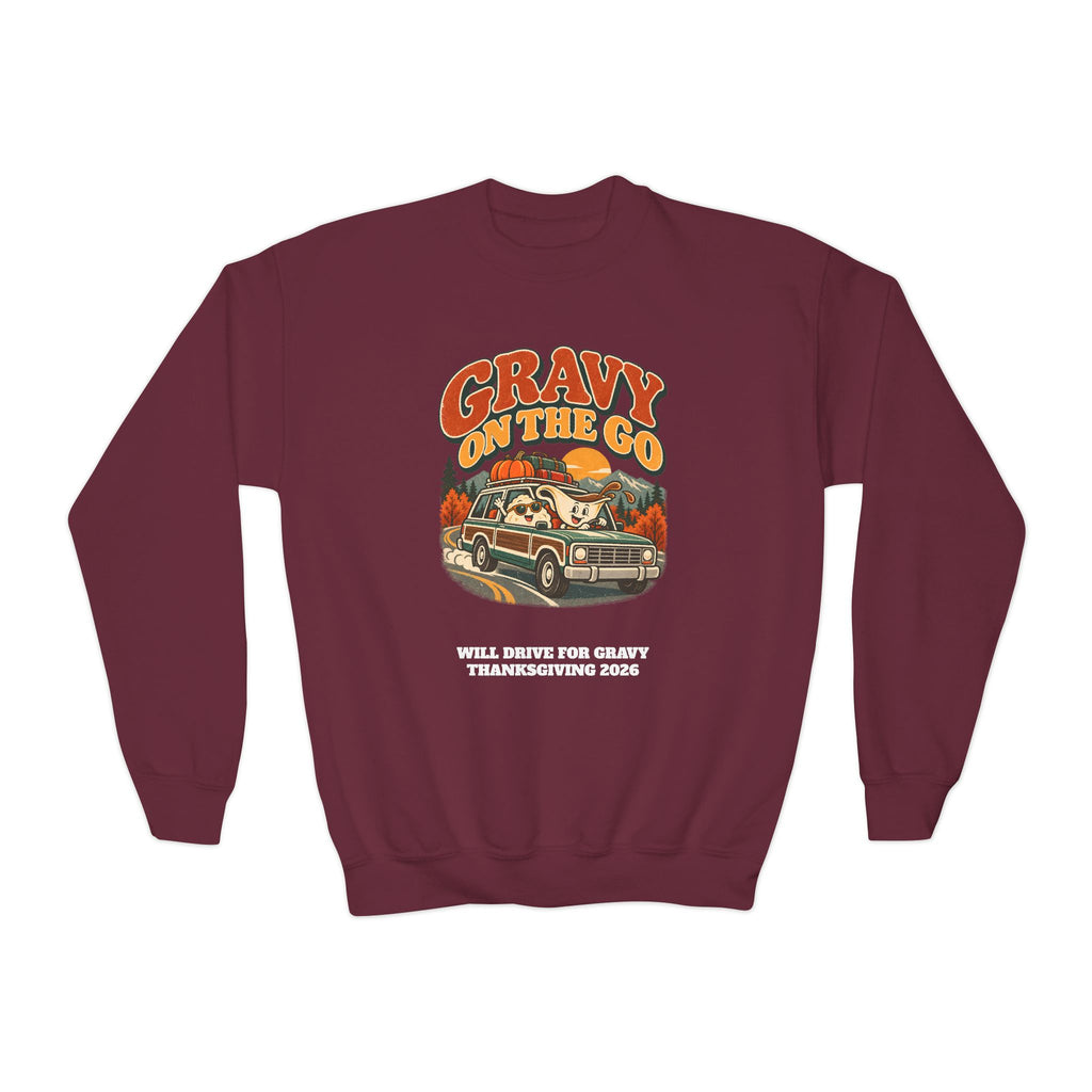 Custom Kids Gravy On The Go Thanksgiving Road Trip Sweatshirt