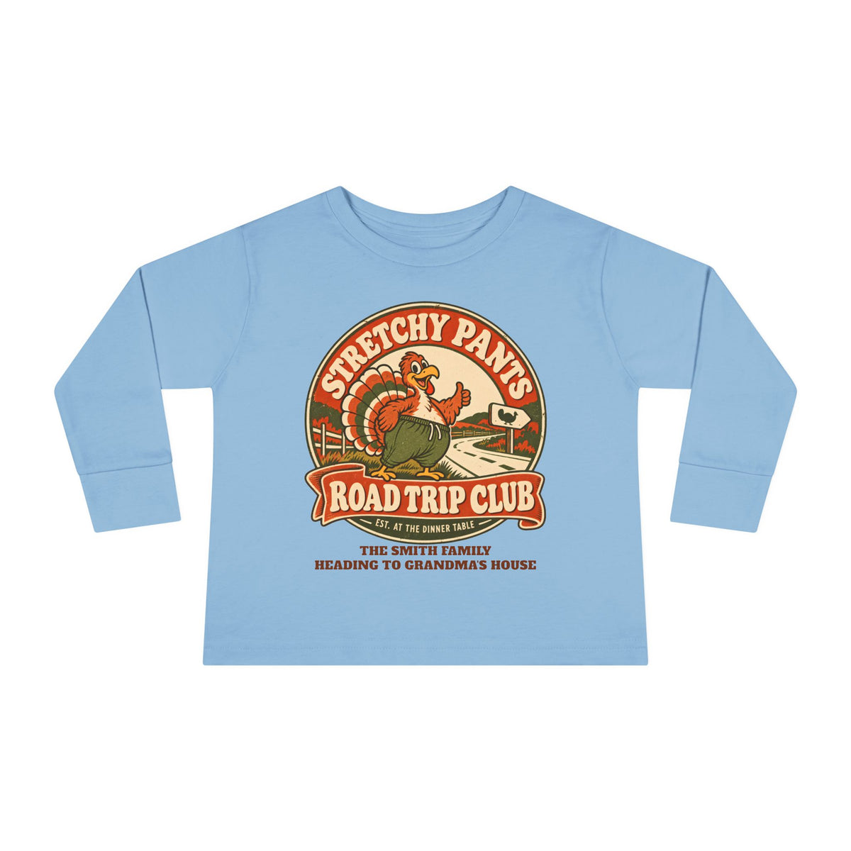 Custom Toddler Stretchy Pants Thanksgiving Long Sleeve Shirt