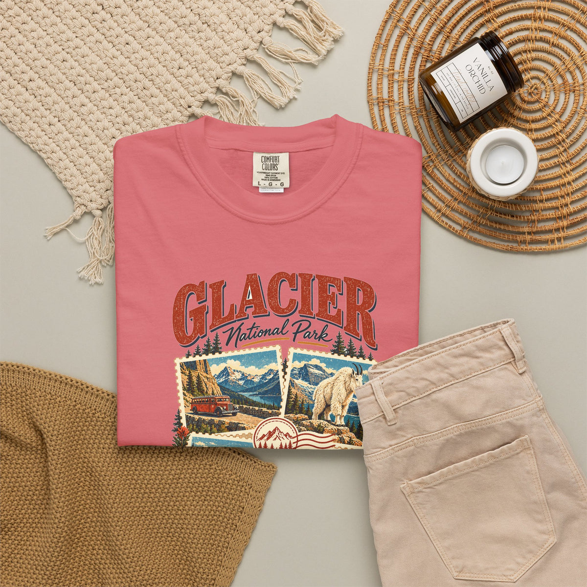 Custom Glacier National Park Stamp Collage Shirt