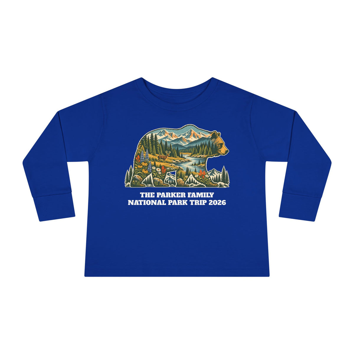 Custom Toddler National Park Bear Long Sleeve Shirt