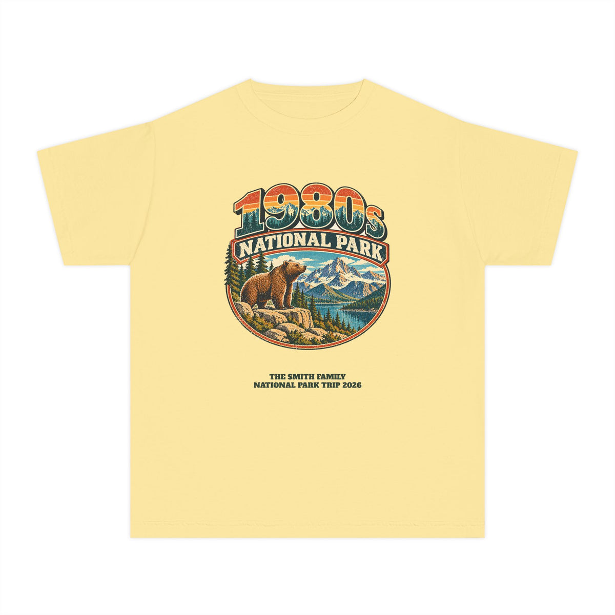 Custom Kids 1980s National Park Family Trip Shirt