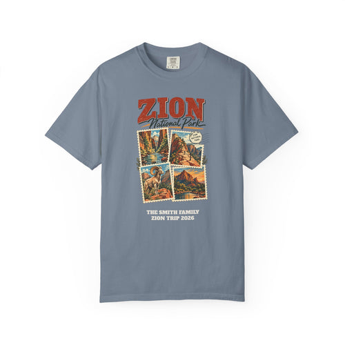 Custom Zion National Park Stamp Collage Shirt