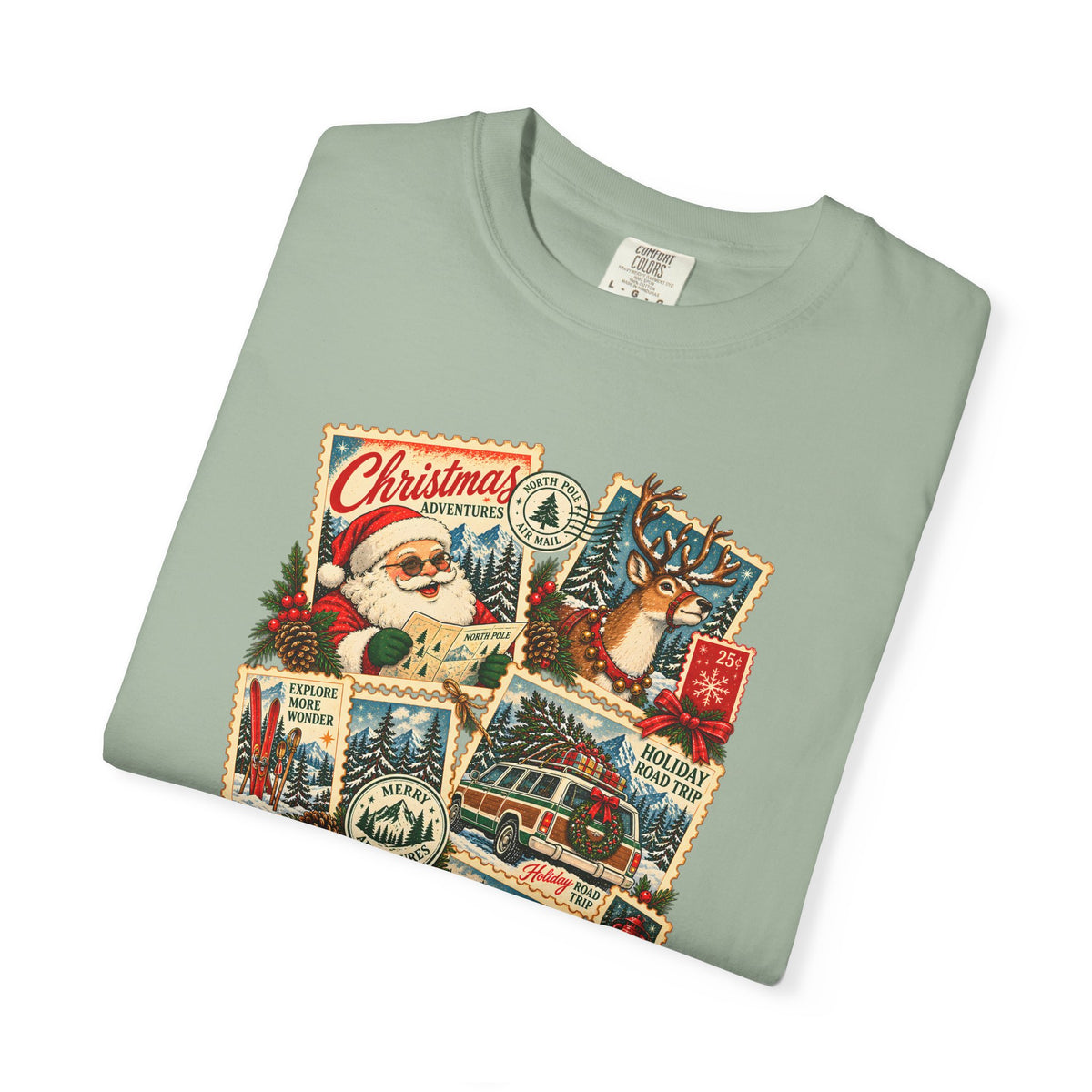 Custom Christmas Adventures Vintage Stamp Shirt