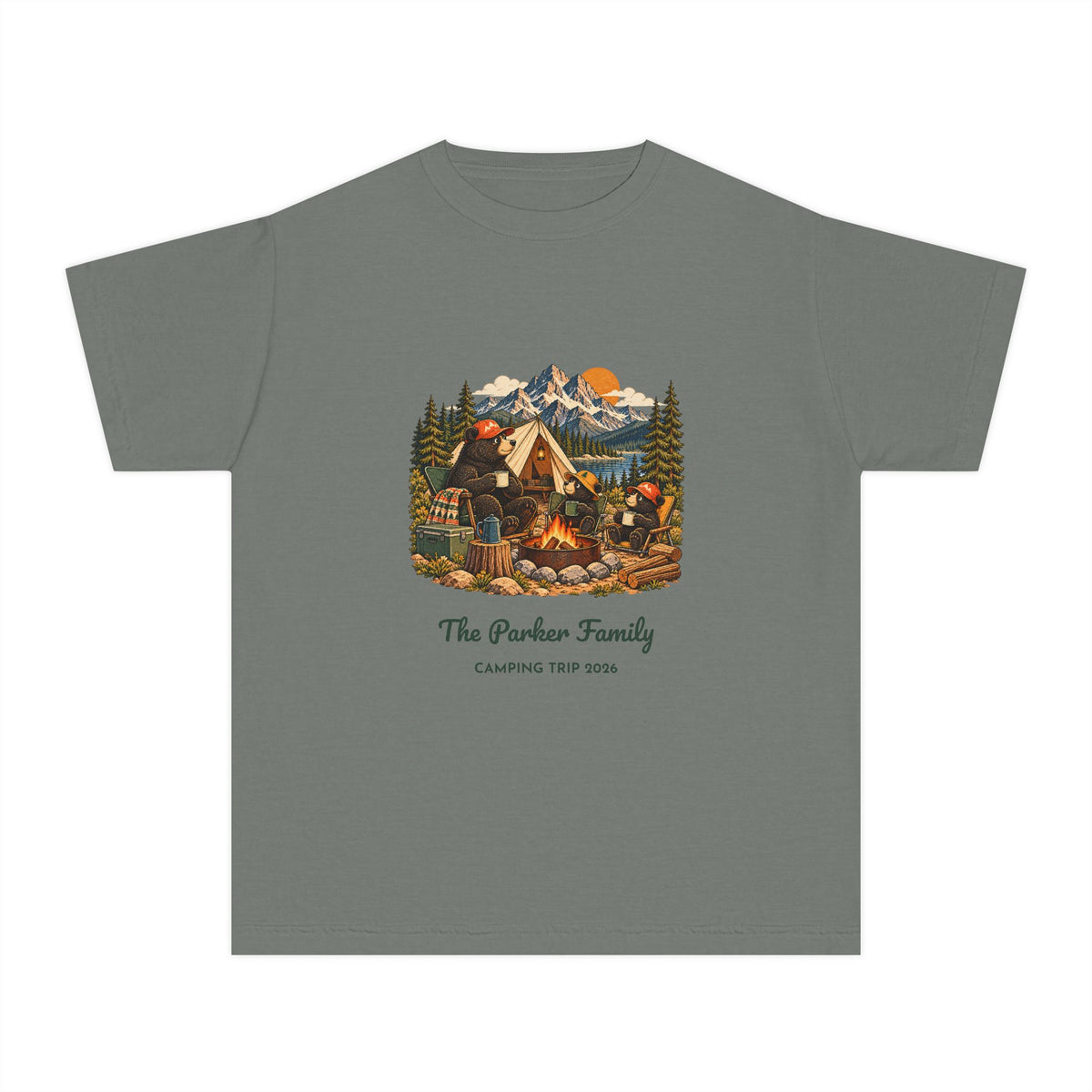 Custom Kids Bear Campfire Tee