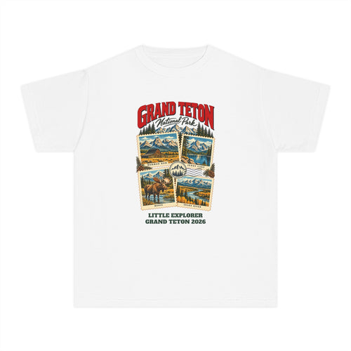 Custom Kids Grand Teton National Park Stamp Collage Shirt