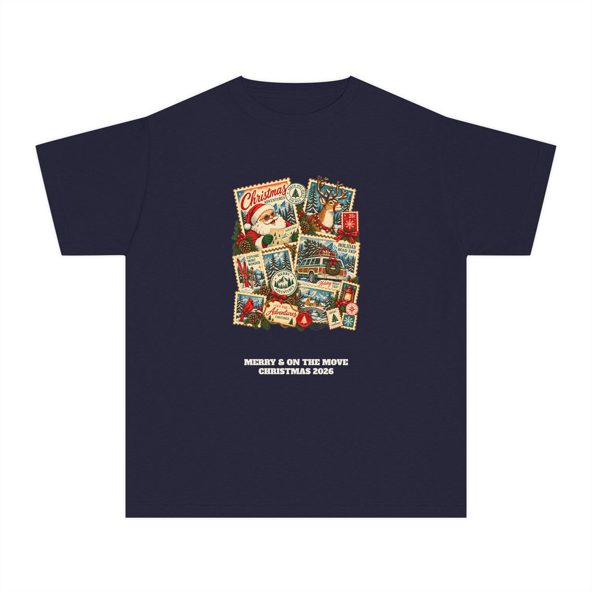Custom Kids Christmas Adventures Vintage Stamp Shirt