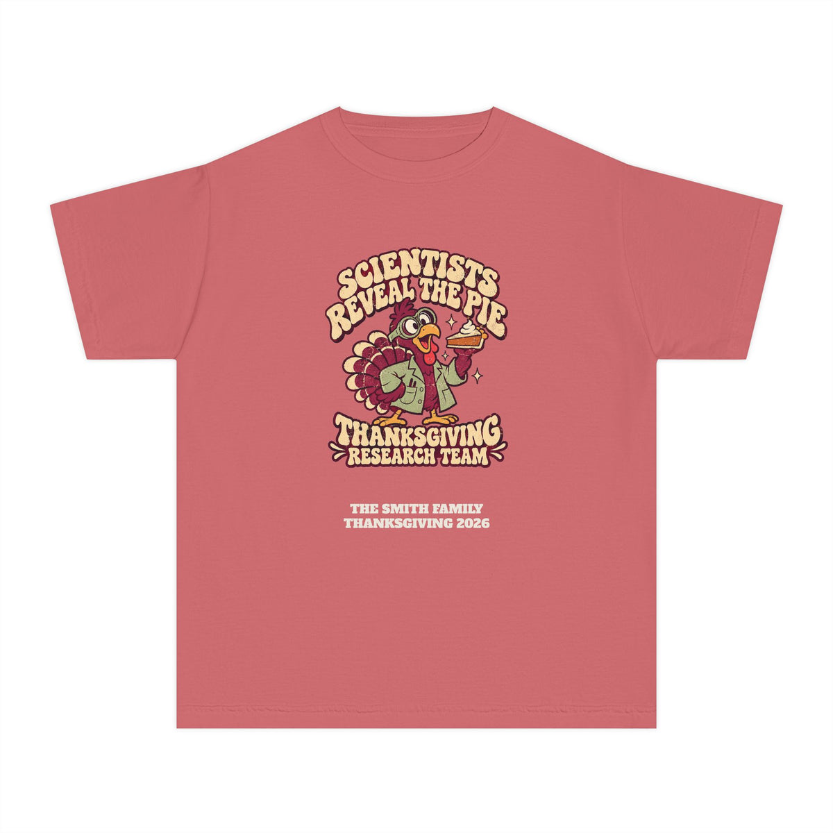 Custom Kids Thanksgiving Pie Research Team Shirt