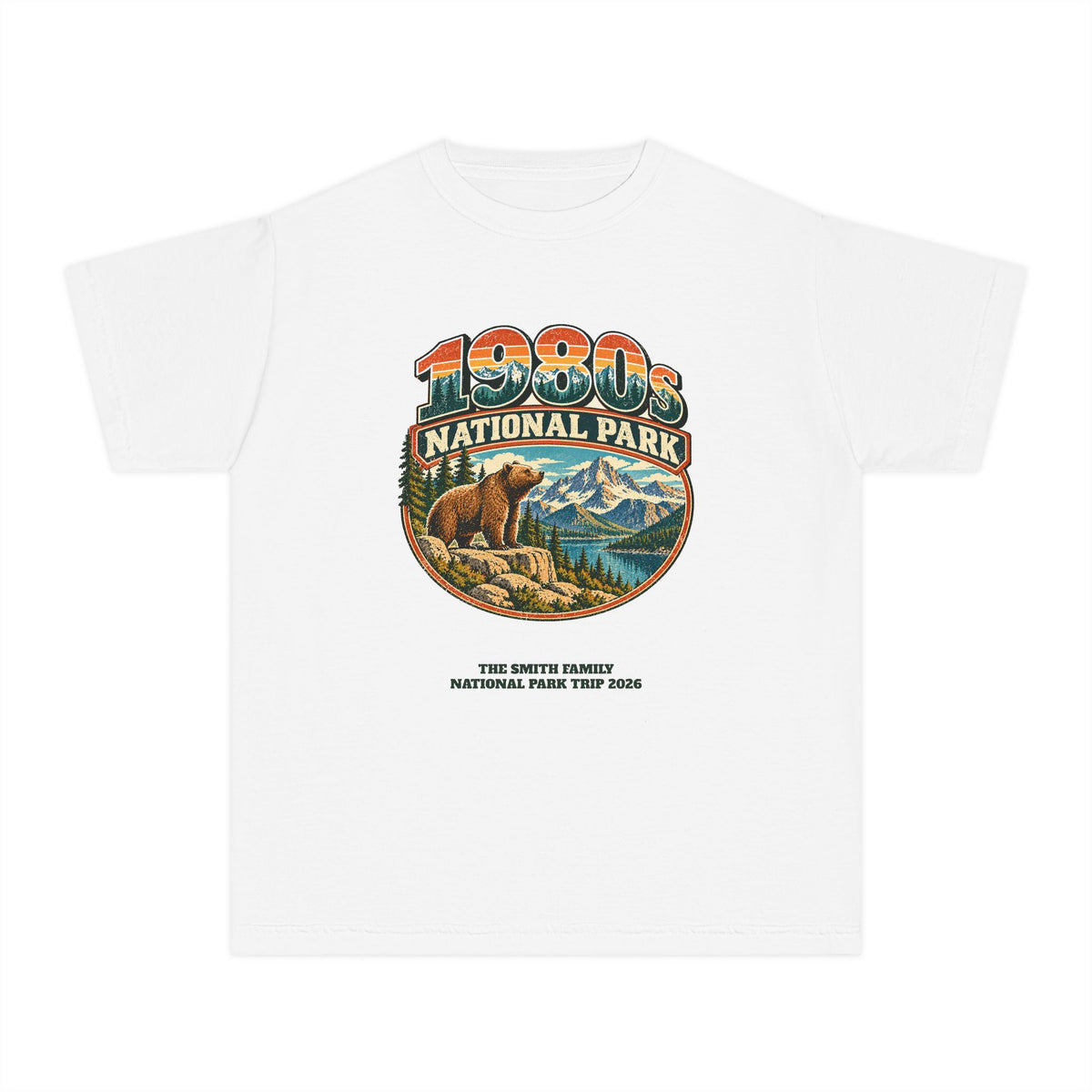 Custom Kids 1980s National Park Family Trip Shirt