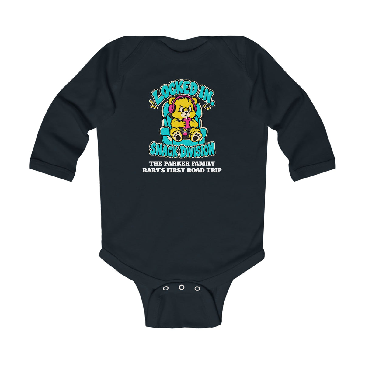 Custom Baby Snack Division Road Trip Long Sleeve Onesie