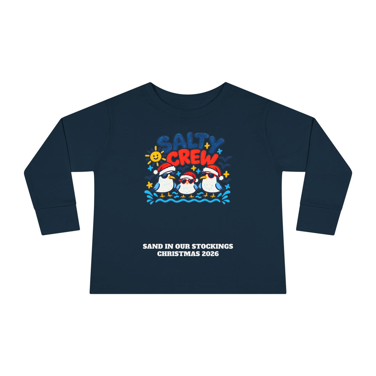 Custom Toddler Salty Crew Beach Christmas Long Sleeve Shirt