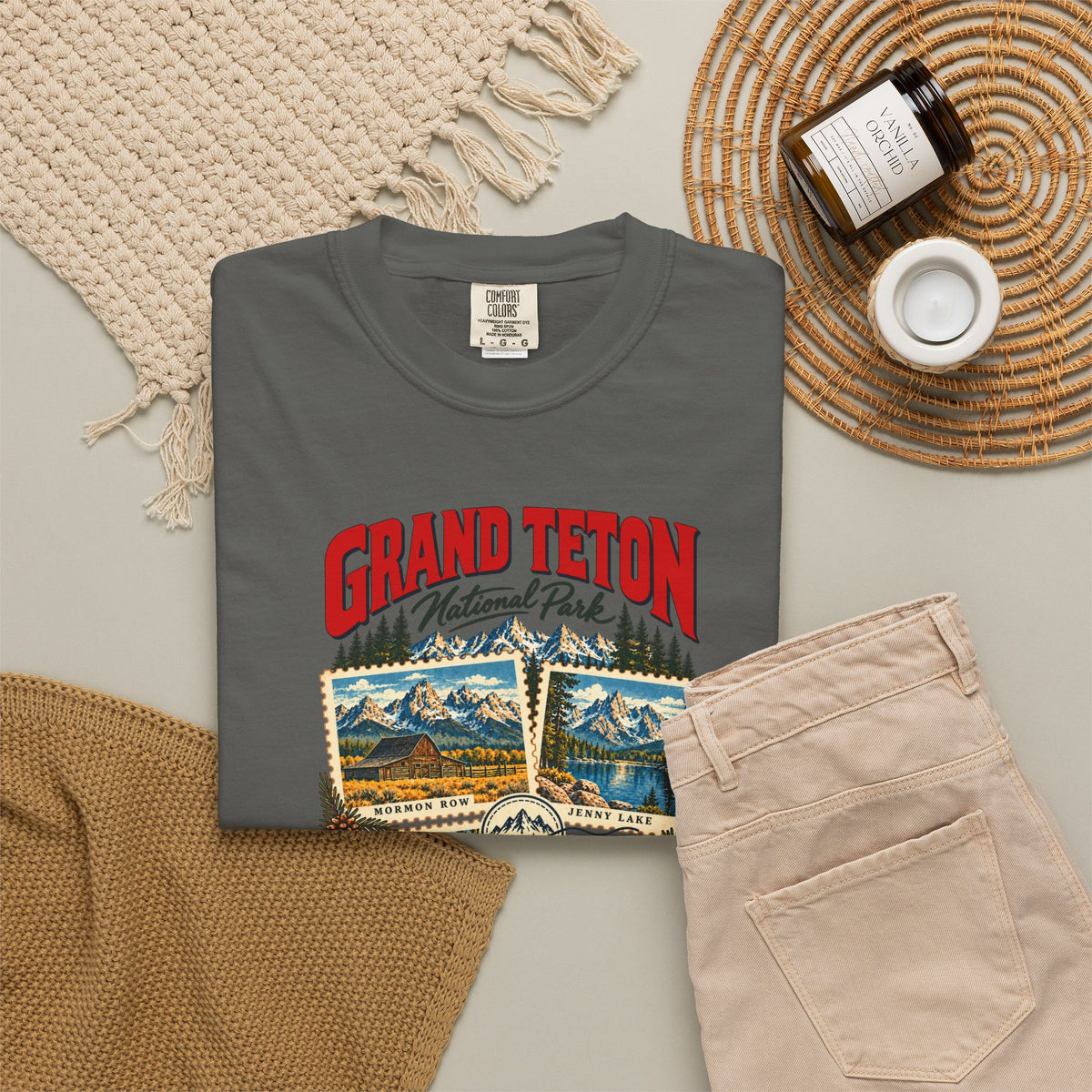 Custom Grand Teton National Park Stamp Collage Shirt