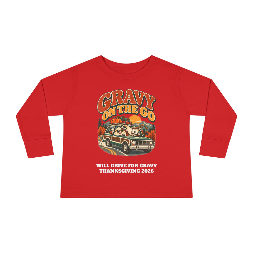 Custom Toddler Gravy On The Go Thanksgiving Road Trip Long Sleeve Shirt