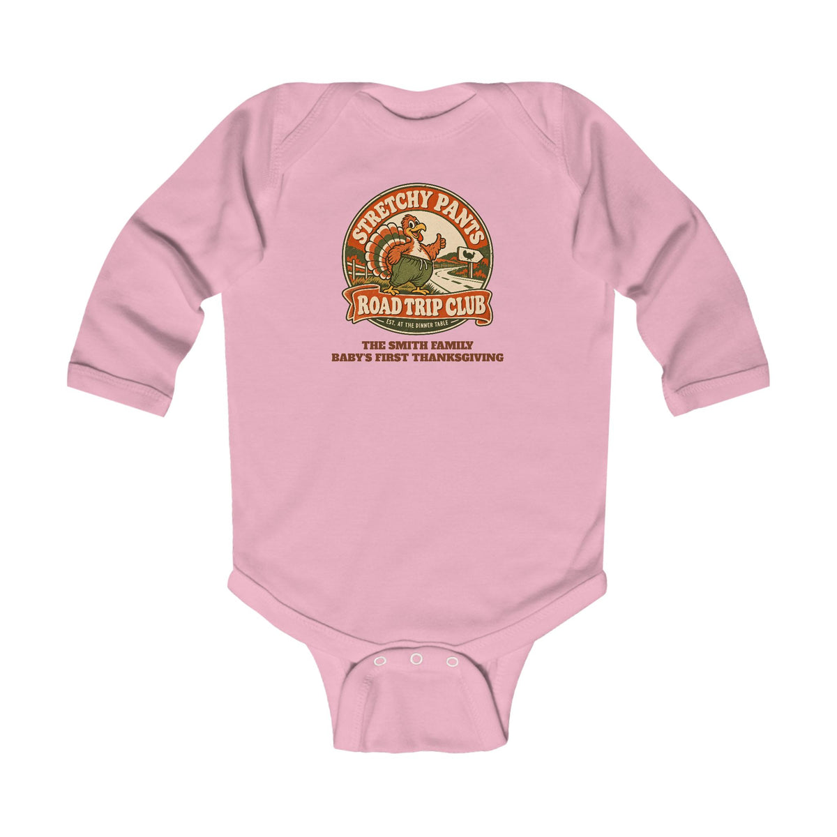 Custom Baby Stretchy Pants Thanksgiving Long Sleeve Bodysuit