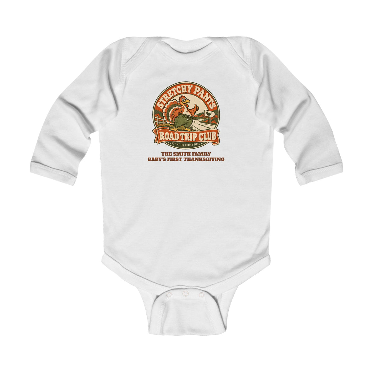 Custom Baby Stretchy Pants Thanksgiving Long Sleeve Bodysuit